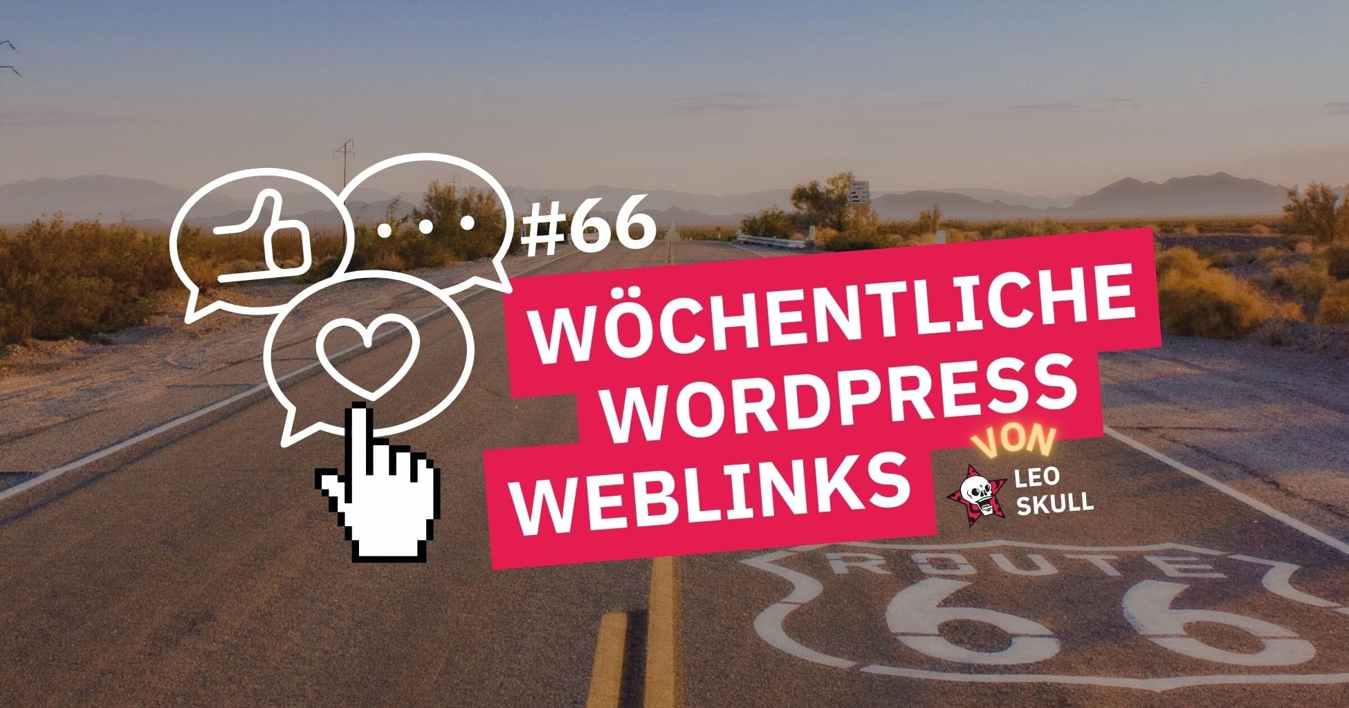 Route 66 mit Symbolen und Text Overlay