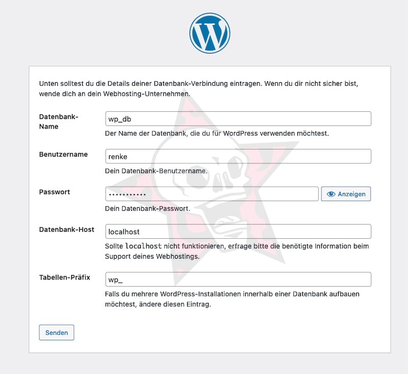 WordPress-Datenbank-Konfigurationsschnittstelle