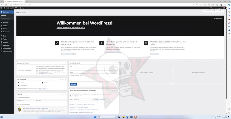 WordPress-Dashboard Bildschirmübersicht.